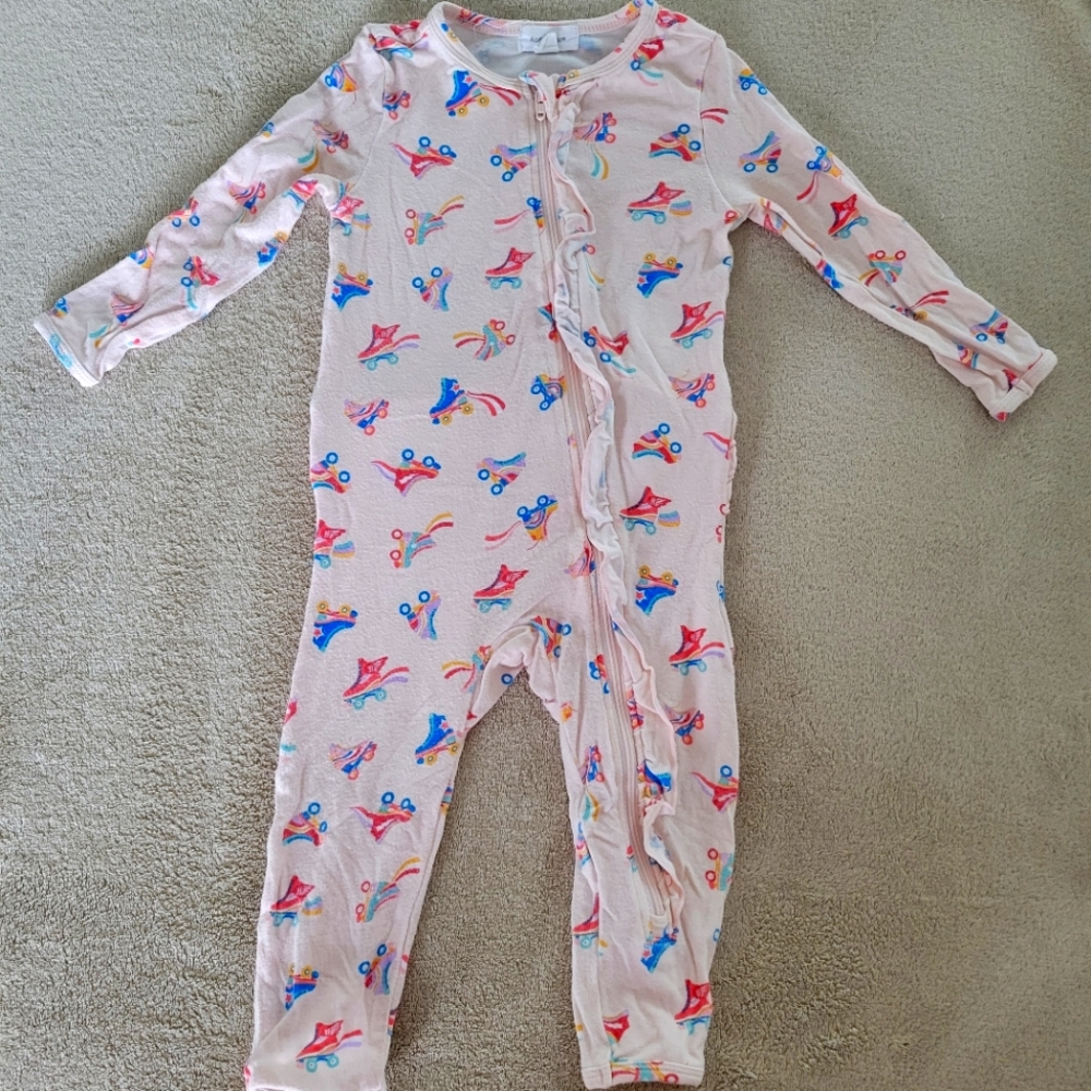 Angel Dear rollerskates zip up romper